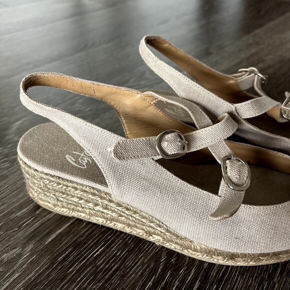 EUC Vintage Castañer Beige Canvas Espadrille Wedge Sandals EU 37 US 6.5 Peep Toe - Picture 14 of 14